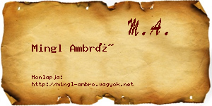 Mingl Ambró névjegykártya
